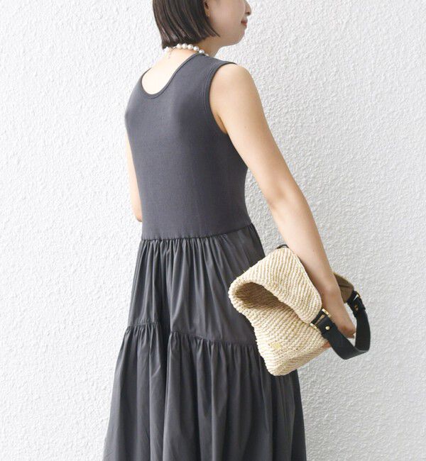 SHIPS for women「〈手洗い可能〉コットン リブ ノースリーブ &times; 布帛 スカート ワンピース」|ワンピース|