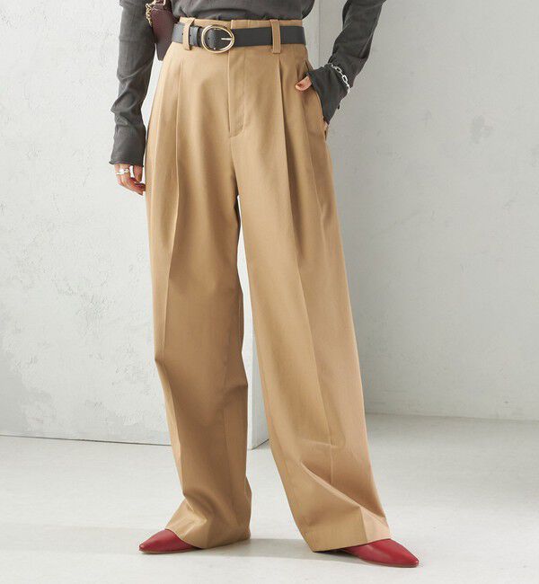 SHIPS for women「〈洗濯機可能〉ハイカウント ツイル 2タック ワイド パンツ」|その他|