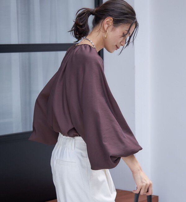 SHIPS for women「〈手洗い可能〉シアー バンブー ギャザー ブラウス」|シャツ・ブラウス|