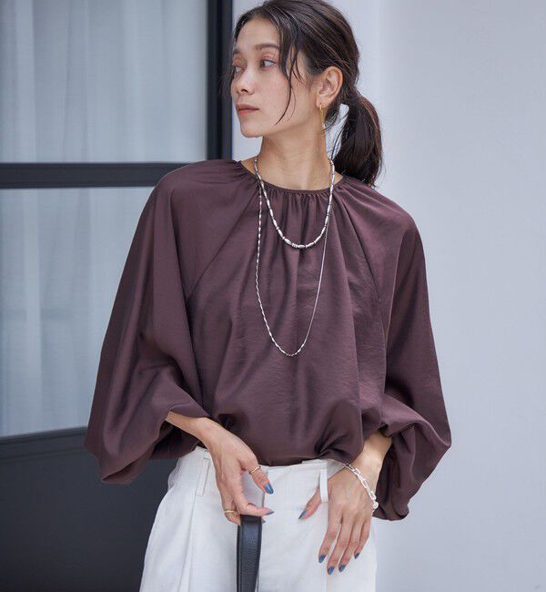 SHIPS for women「〈手洗い可能〉シアー バンブー ギャザー ブラウス」|シャツ・ブラウス|