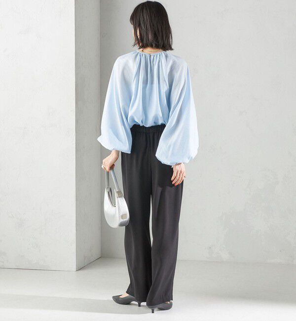 SHIPS for women「〈手洗い可能〉シアー バンブー ギャザー ブラウス」|シャツ・ブラウス|