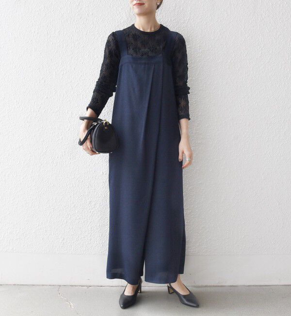 SHIPS any「SHIPS any:〈洗濯機可能〉ツイード ライク サロペット［NAVY BLUE］」|オールインワン|ネイビー