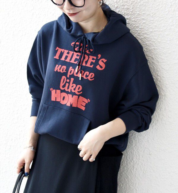 SHIPS any「《一部追加予約》【SHIPS any別注】THE KNiTS:〈洗濯機可能〉ロゴプリント フーディー パーカー」|パーカー|ネイビー