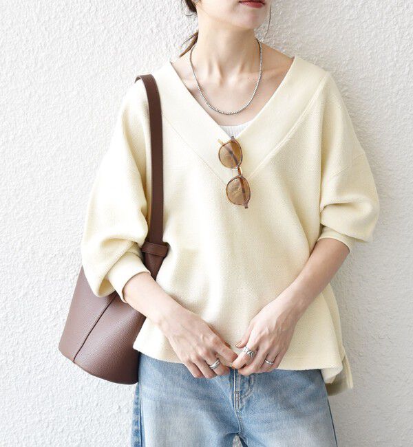 SHIPS any「SHIPS any:〈手洗い可能〉サカリバ 深Vネック ルーズ プルオーバー」|Tシャツ・カットソー|