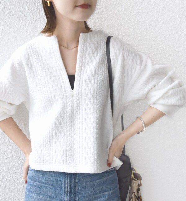 SHIPS for women「〈手洗い可能〉ケーブル ジャージー スキッパー プルオーバー」|Tシャツ・カットソー|