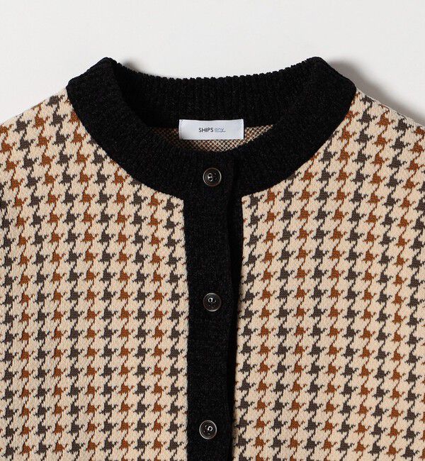 SHIPS any「《一部追加予約》SHIPS any:〈手洗い可能〉モールヤーン クルーネック 千鳥柄 カーディガン」|カーディガン|