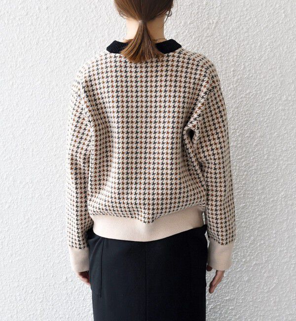 SHIPS any「《一部追加予約》SHIPS any:〈手洗い可能〉モールヤーン クルーネック 千鳥柄 カーディガン」|カーディガン|