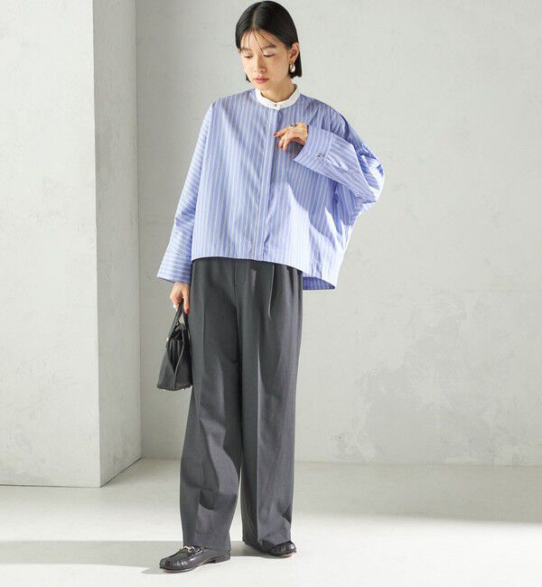 SHIPS for women「〈手洗い可能〉コットン ポリエステル ストライプ ドルマン 長袖 シャツ」|シャツ・ブラウス|