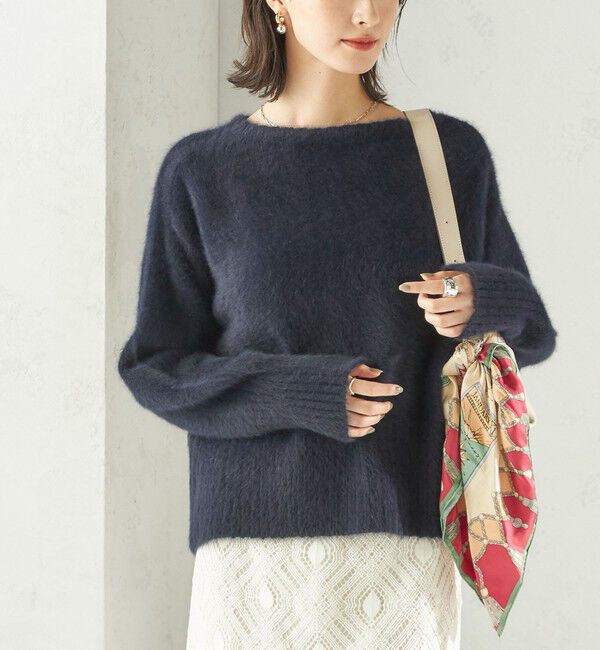 SHIPS for women「〈手洗い可能〉フォックス クルーネック ニット プルオーバー」|ニット・セーター|ネイビー