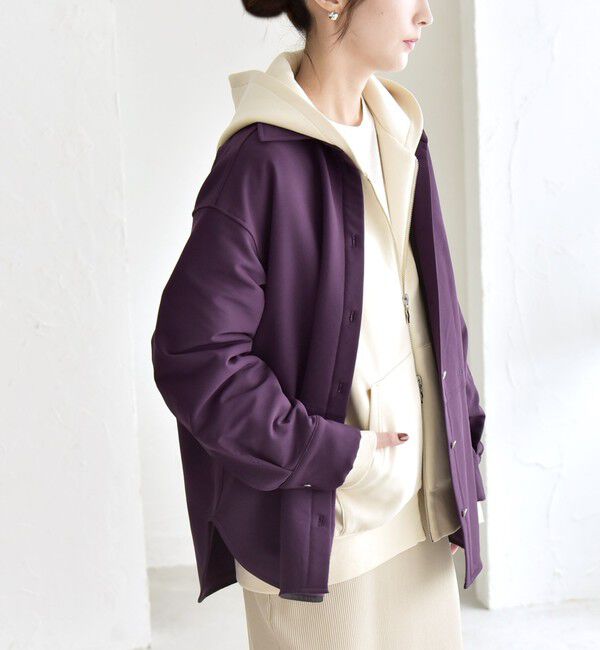 quaranciel「quaranciel:〈洗濯機可能〉ロゴ 刺繍 ウォーム シャツ」|シャツ・ブラウス|パープル