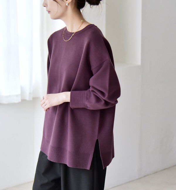 quaranciel「quaranciel:〈手洗い可能〉ダブルフェイス パールモチーフ ワイド ニット プルオーバー」|ニット・セーター|