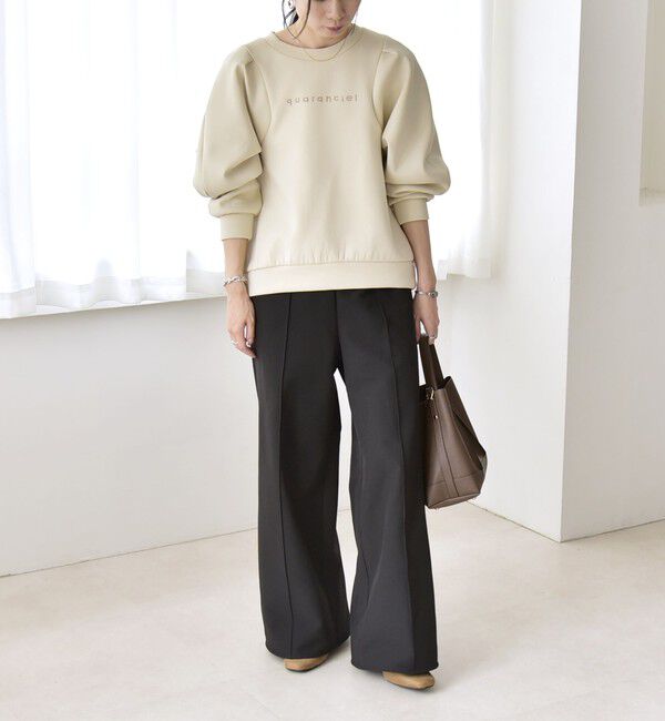 quaranciel「quaranciel:〈洗濯機可能〉スタッズ ロゴ ダンボール スウェット プルオーバー」|スウェット・ジャージ|