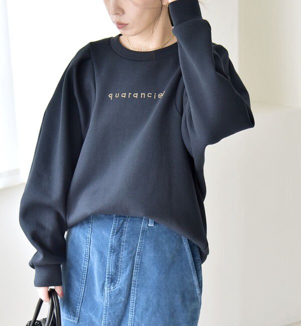 quaranciel「quaranciel:〈洗濯機可能〉スタッズ ロゴ ダンボール スウェット プルオーバー」|スウェット・ジャージ|