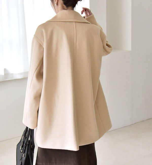 quaranciel「quaranciel: PURE WOOL ダブルブレスト テーラード ハーフ コート」|ピーコート|