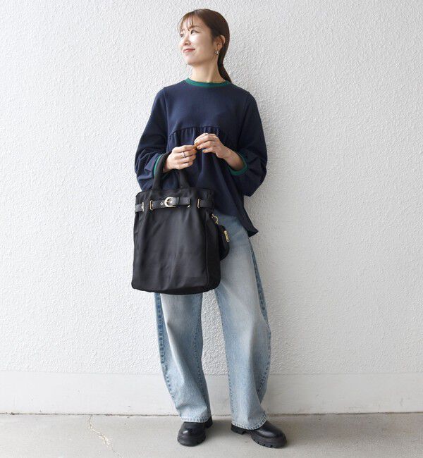 SHIPS any「SHIPS any:〈洗濯機可能〉裏毛 バイカラー ペプラム スウェット プルオーバー」|スウェット・ジャージ|