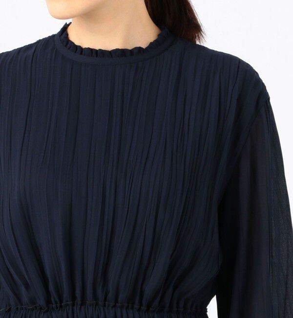 Ballsey「ランダムプリーツジョーゼット ウエストギャザーワンピース」|ワンピース|