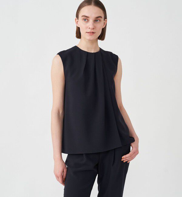 Ballsey「コンフォートストレッチツイル アシンメトリータックブラウス」|シャツ・ブラウス|