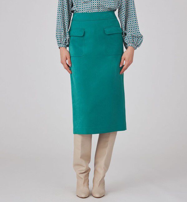 Ballsey「ブラッシュドサテン サイドポケットタイトスカート」|タイト|