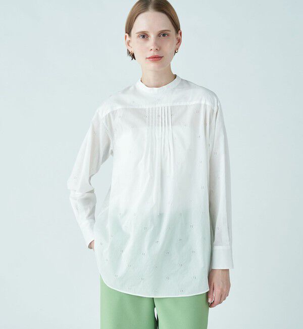 Ballsey「Bモチーフエンブロイダリー スタンドカラーブラウス」|シャツ・ブラウス|