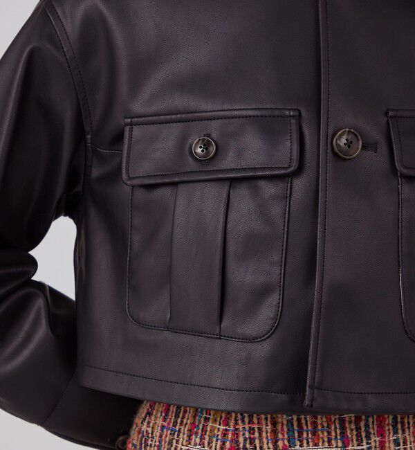 MACPHEE「レザーライク ショートジャケット」|ブルゾン・スタジャン|