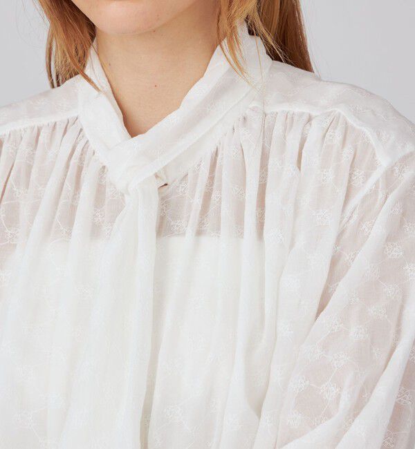 Ballsey「コットンガーゼエンブロイダリー スカーフボウタイブラウス」|シャツ・ブラウス|