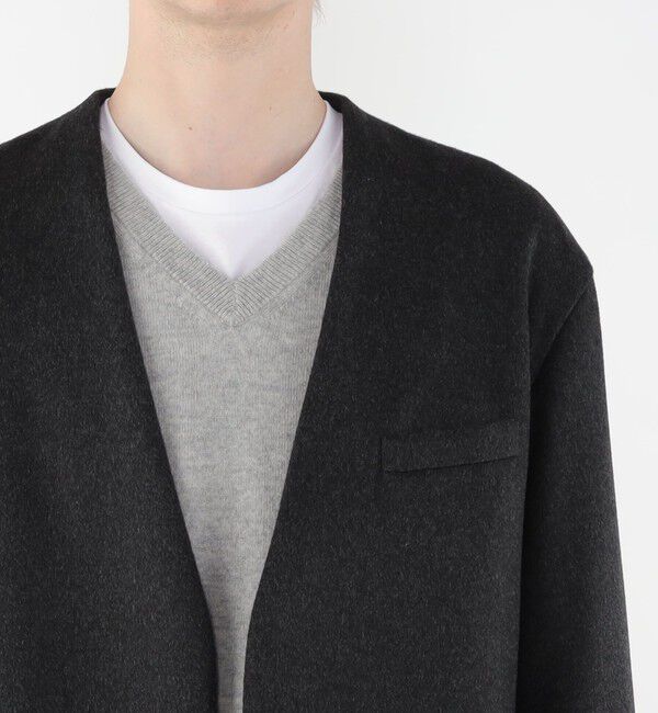 GALERIE VIE「スムースビーバー カラーレスジャケット」|ノーカラージャケット|