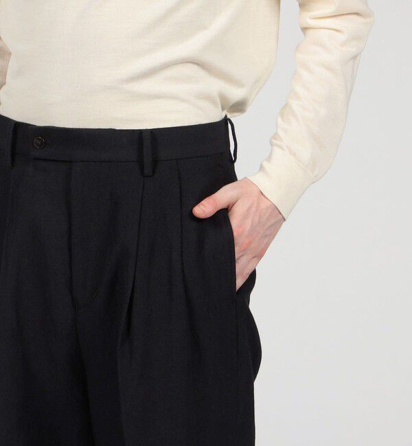 TOMORROWLAND MENS「ウールリネンコットン 2タックワイドストレートパンツ」|スラックス|