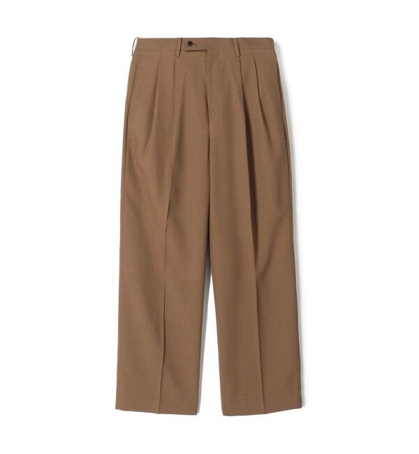 TOMORROWLAND MENS「SUPER120&rsquo;Sウール 2プリーツ ワイドストレート バレルパンツ」|スラックス|45 キャメル