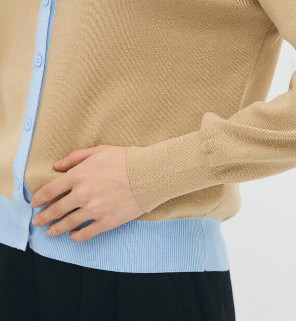 CABaN「コットンカシミヤ バイカラークルーネックカーディガン」|カーディガン|