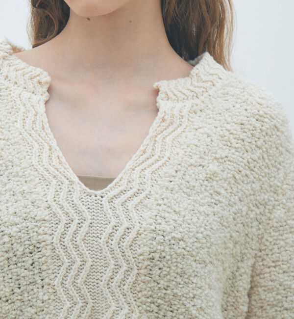 MACPHEE「プレーンスラブ キーネックプルオーバー」|ニット・セーター|