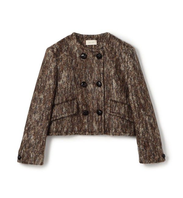 DES PRES「ループヤーンツイード ダブルブレスレッド ノーカラージャケット」|ノーカラージャケット|48 ダークブラウン系
