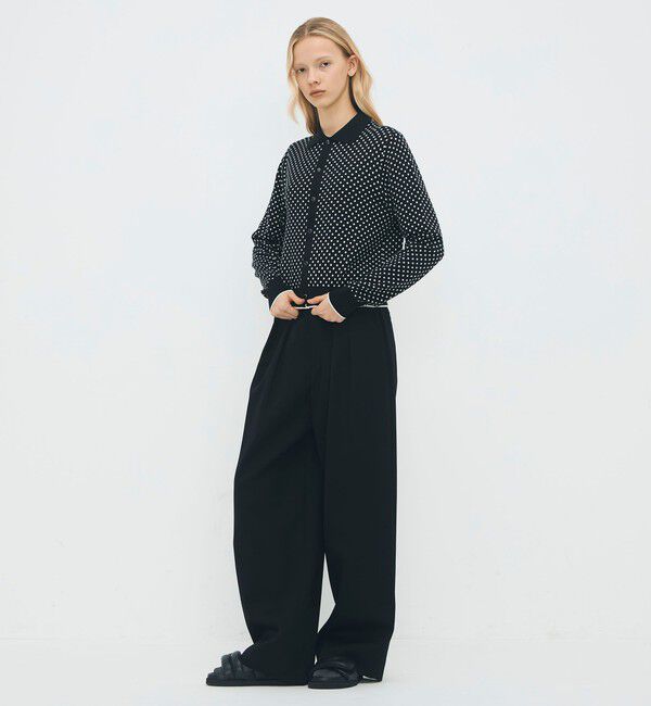 CABaN「コットンカシミヤ ドットジャカードポロカーディガン」|カーディガン|