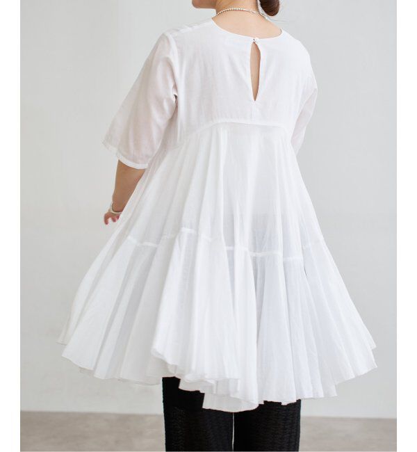 IENA「《追加》AAYUSHI/アユーシ ボリュームフレアハーフスリーブワンピース」|ワンピース|