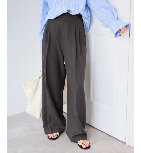 SLOBE IENA「PEツイルワイド2タックスラックス」|スラックス|