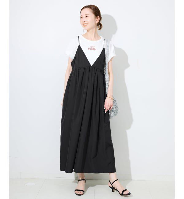 SLOBE IENA「《WEB限定/追加2》タフタギャザーキャミワンピース」|ワンピース|