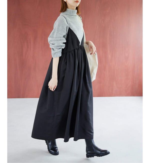 SLOBE IENA「《WEB限定/追加2》タフタギャザーキャミワンピース」|ワンピース|