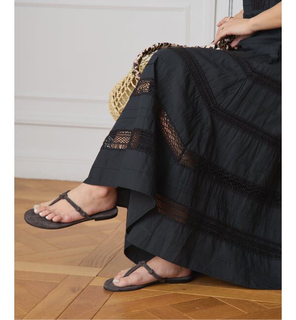 IENA LA BOUCLE「IENA LA BOUCLE cotton ラインレースワンピース」|ワンピース|