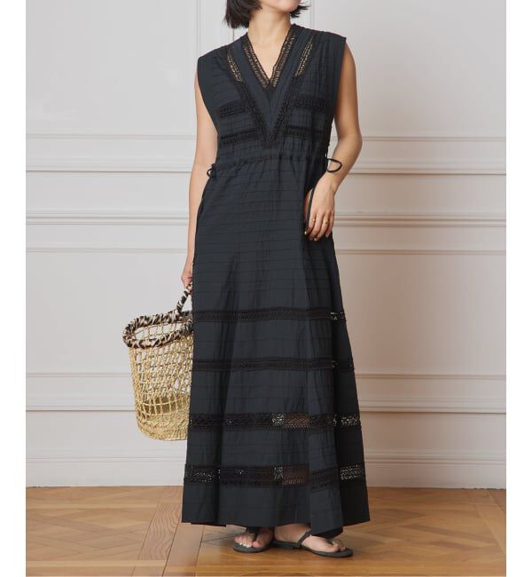 IENA LA BOUCLE「IENA LA BOUCLE cotton ラインレースワンピース」|ワンピース|