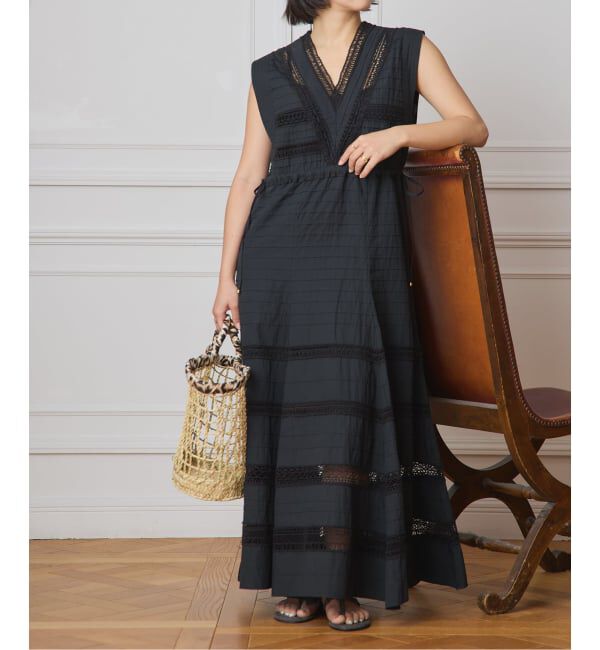 IENA LA BOUCLE「IENA LA BOUCLE cotton ラインレースワンピース」|ワンピース|