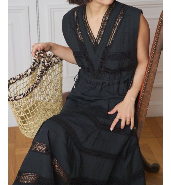 IENA LA BOUCLE「IENA LA BOUCLE cotton ラインレースワンピース」|ワンピース|