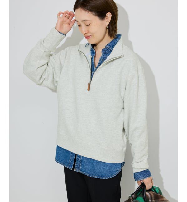 SLOBE IENA「クロップドハーフジップ裏毛」|スウェット・ジャージ|