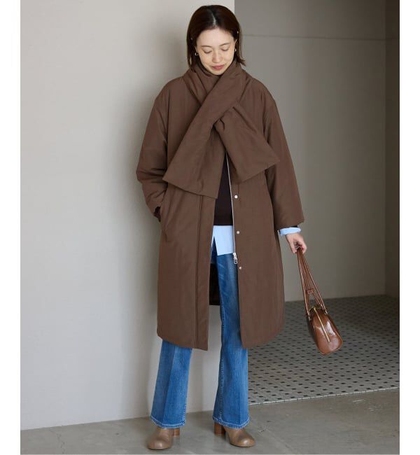 SLOBE IENA「《ストール付き/WEB限定》中綿ストール付きノーカラーコート」|その他|