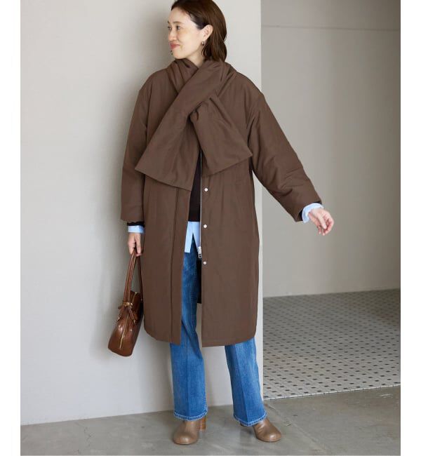 SLOBE IENA「《ストール付き/WEB限定》中綿ストール付きノーカラーコート」|その他|