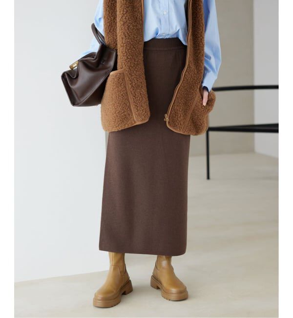 SLOBE IENA「《セットアップ対応可/追加》ウォッシャブルスムースニットスカート」|スカート|