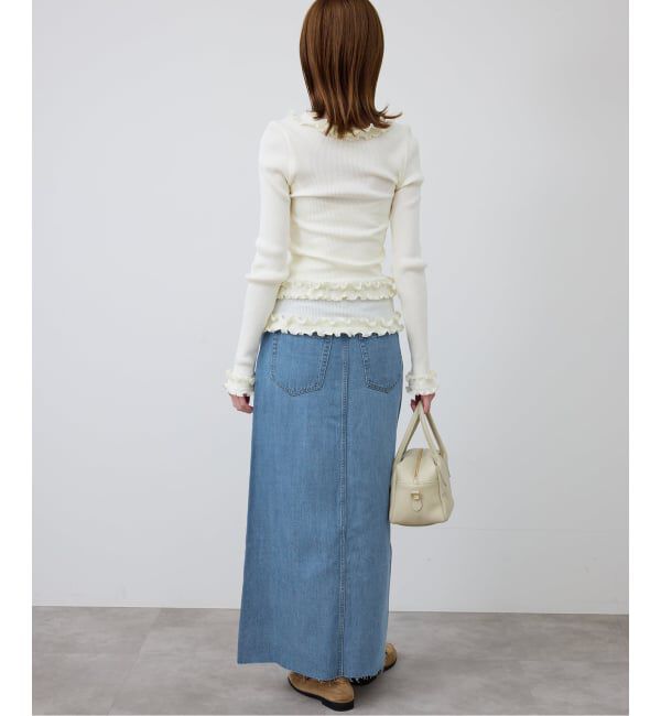 SLOBE IENA「《WEBのみ4サイズ展開/予約》LE DENIM スリットフレアデニムスカート」|スカート|