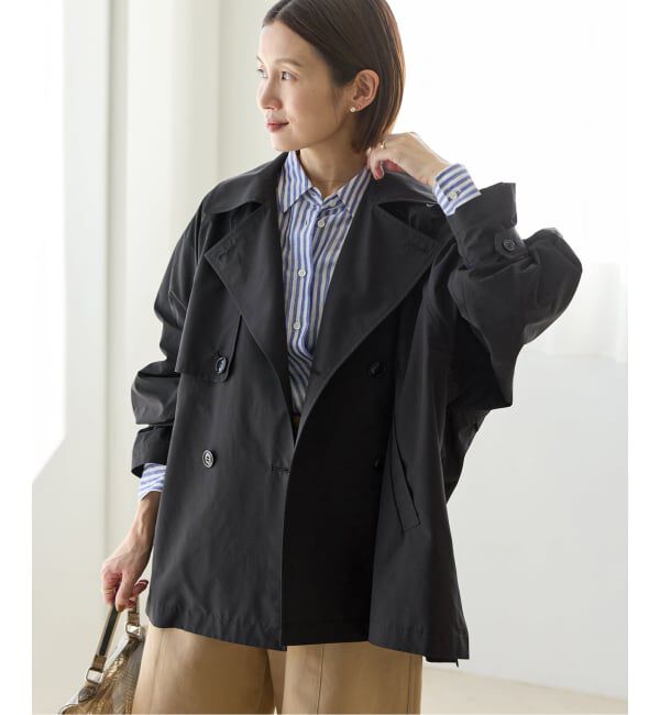 IENA「《WEB限定/追加4予約》ポプリンオーバーショートコート」|その他|ブラック