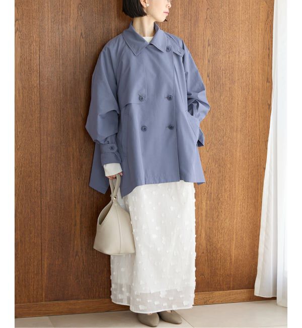 IENA「《WEB限定/追加4予約》ポプリンオーバーショートコート」|その他|ブルー A