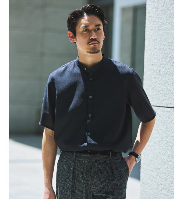 EDIFICE「"接触冷感＆吸水速乾" EVALET メッシュ バンドカラー シャツ」|シャツ・ブラウス|