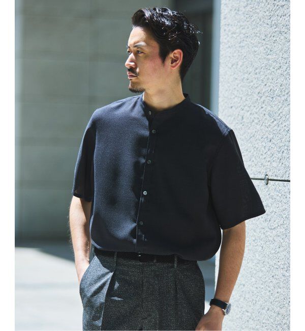 EDIFICE「"接触冷感＆吸水速乾" EVALET メッシュ バンドカラー シャツ」|シャツ・ブラウス|