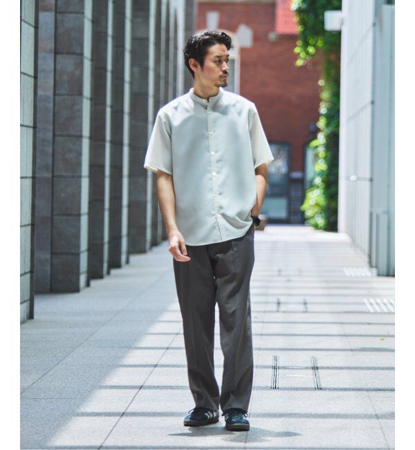 EDIFICE「"接触冷感＆吸水速乾" EVALET メッシュ バンドカラー シャツ」|シャツ・ブラウス|